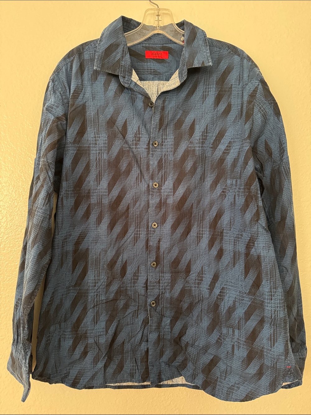 Alfani Blue and Black Patterned Lightweight Shirt Jacket